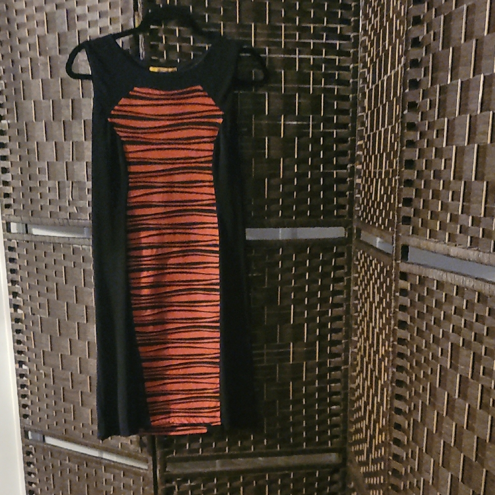 Black and Orange Striped Dress